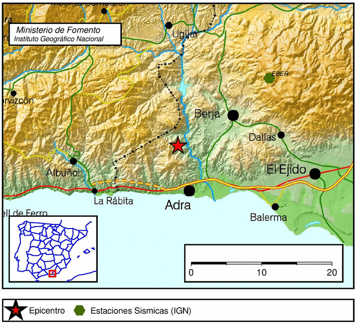 Registrado esta mañana un terremoto de magnitud 2.1 entre Adra y Berja