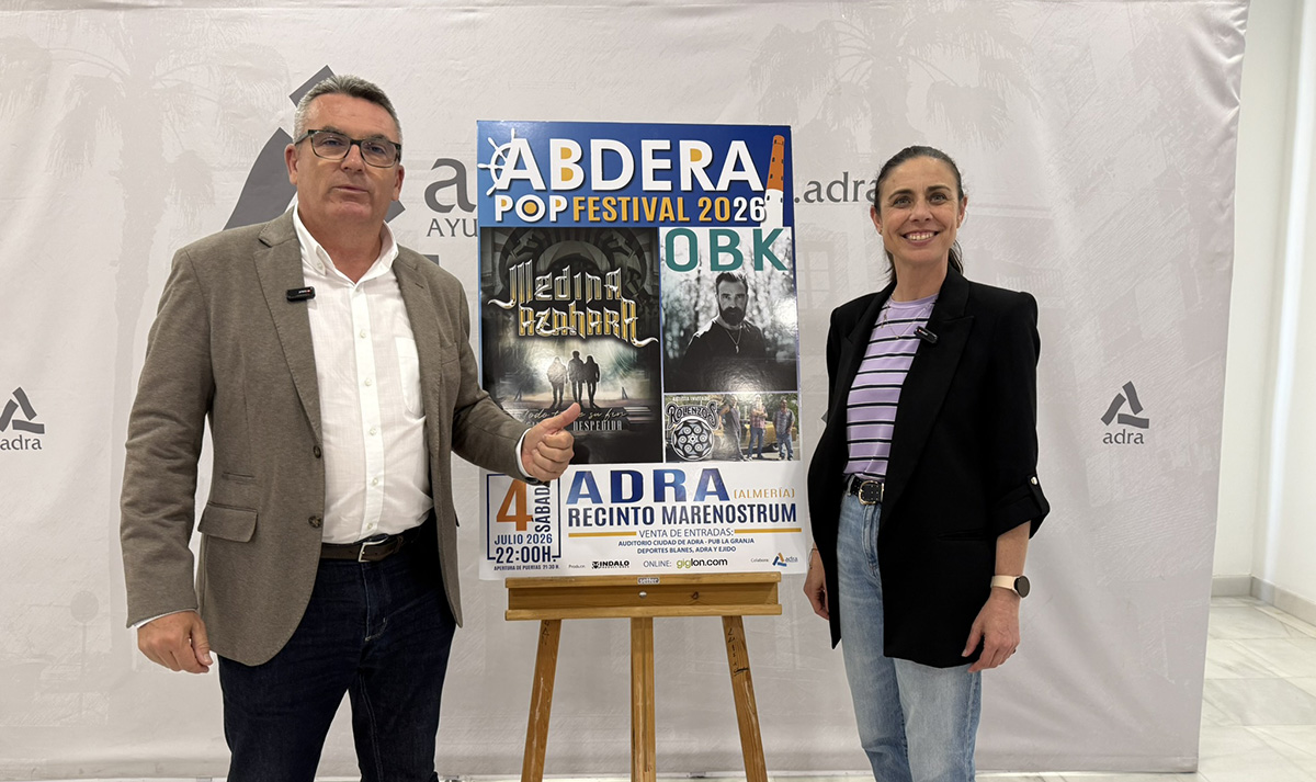 El ‘Abdera Pop Festival’ vuelve a Adra el 4 de julio de 2026 con Medina Azahara, OBK y Los Rolenzos